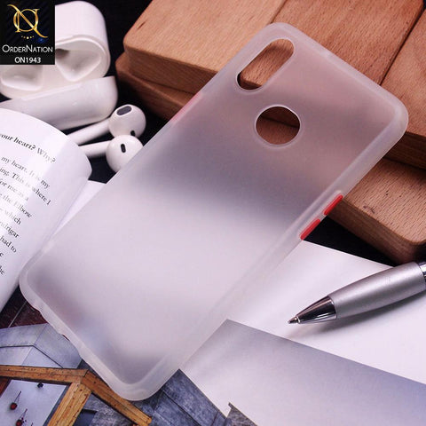 Samsung Galaxy A10s Cover - White - Luxury Semi Tranparent Color Frame Matte Hard PC Protective Case