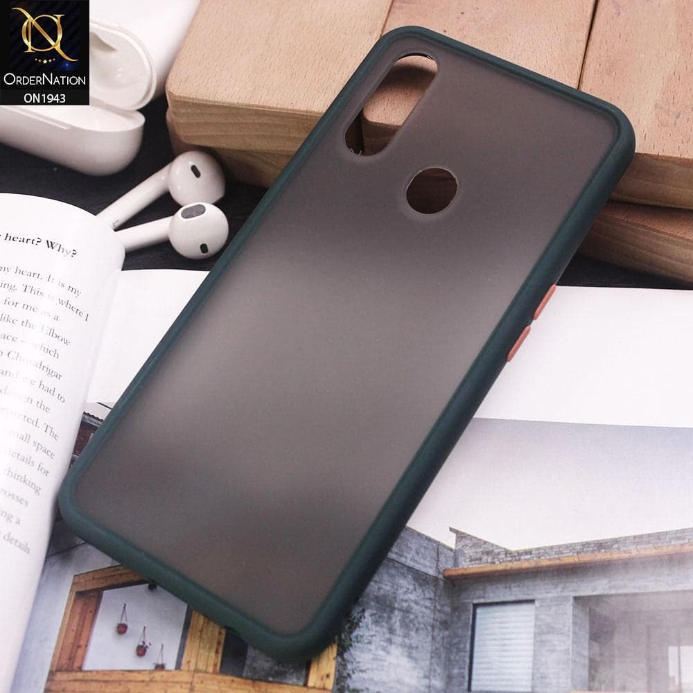 Oppo A31 Cover - Dark Green - Soft Colorful Border Semi Transparent Back Shell Case