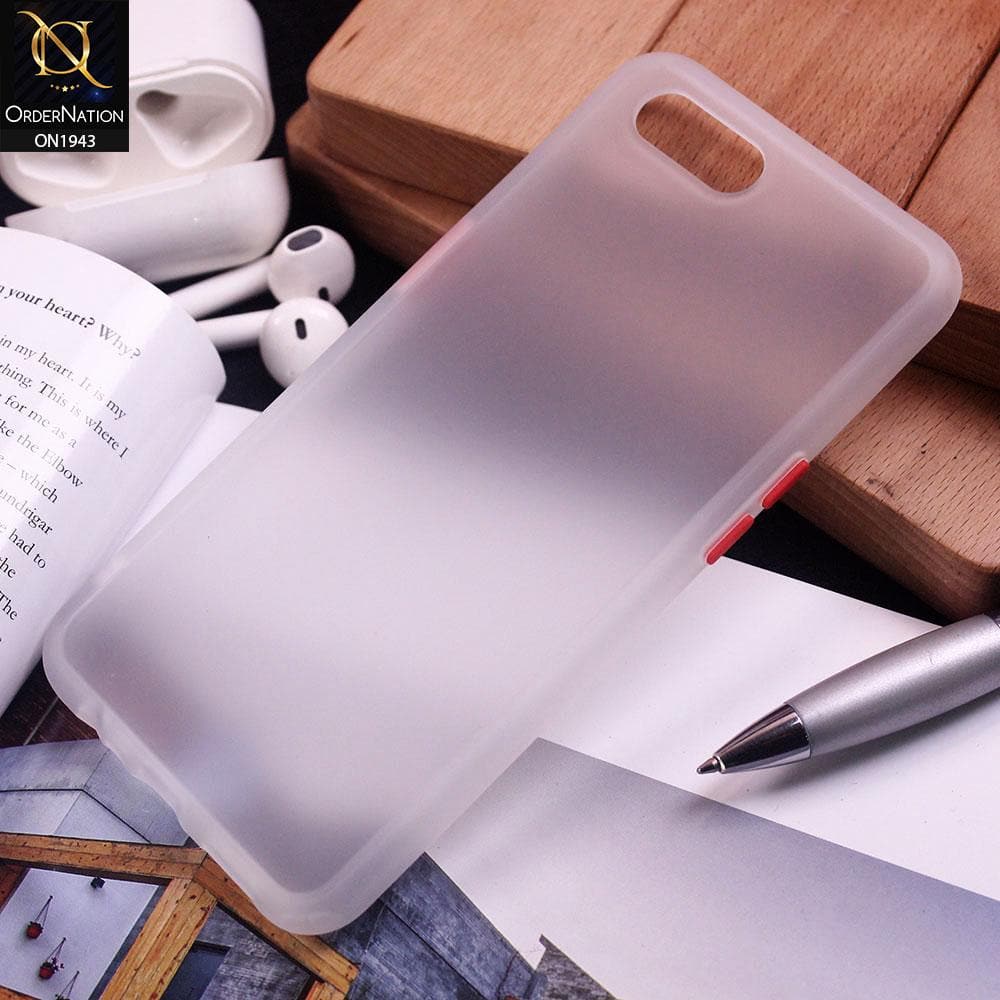 Oppo A3S Cover - White - Luxury Semi Tranparent Color Frame Matte Hard PC Protective Case