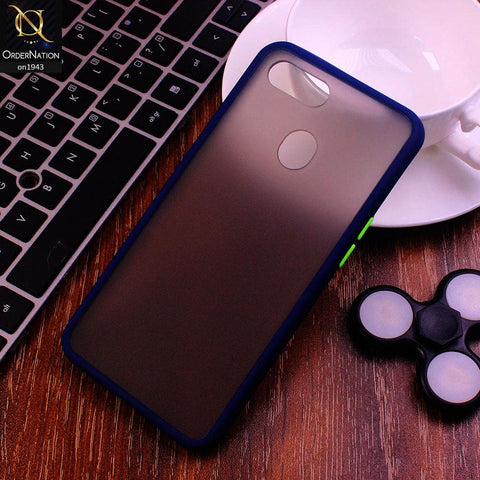 Oppo A7 - Blue - Luxury Semi Tranparent  Color Frame Matte Hard PC Protective Case