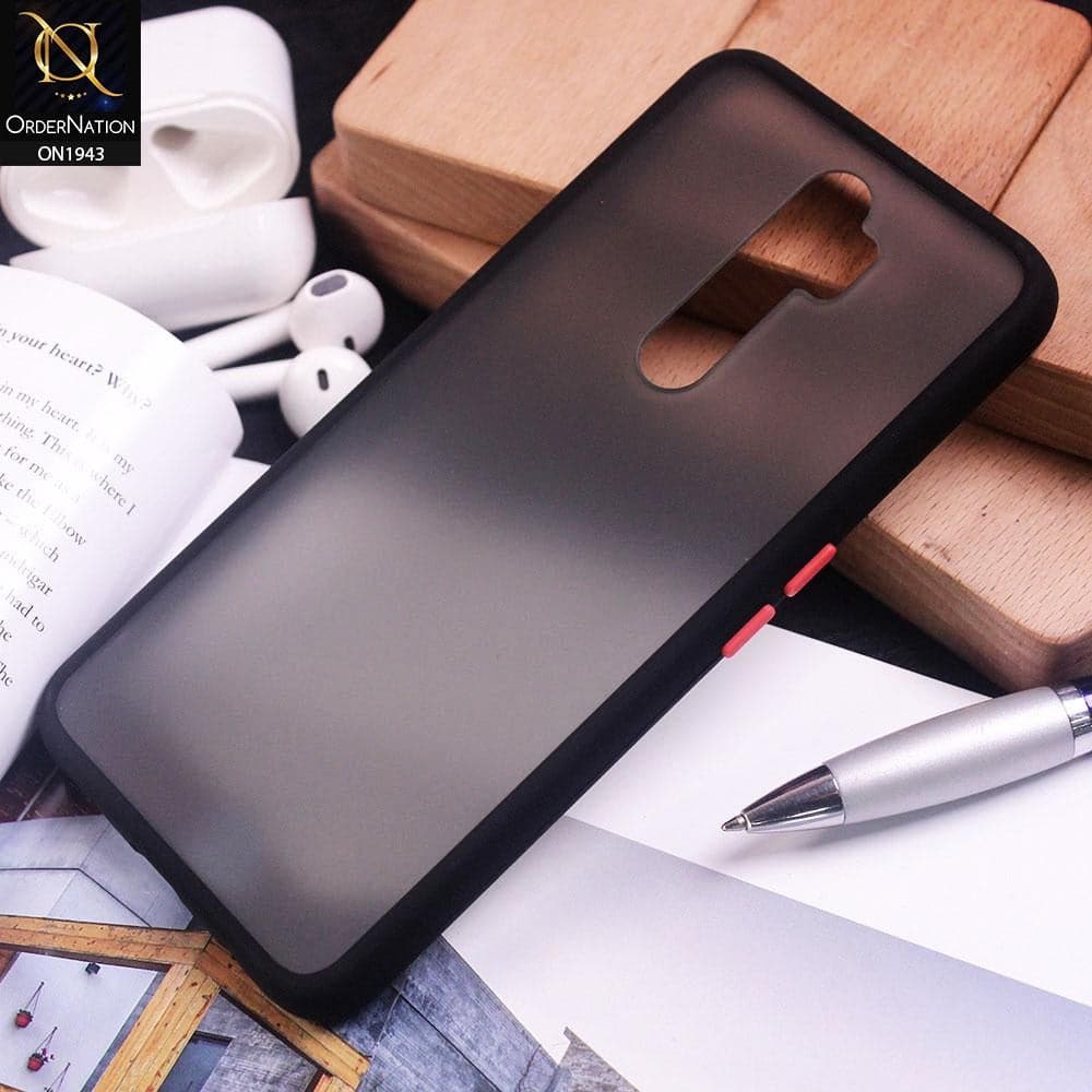 Oppo A9 2020 Cover - Black - Luxury Semi Tranparent Color Frame Matte Hard PC Protective Case