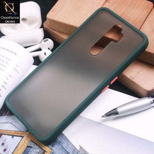 Oppo A5 2020 Cover - Dark Green - Luxury Semi Tranparent Color Frame Matte Hard PC Protective Case