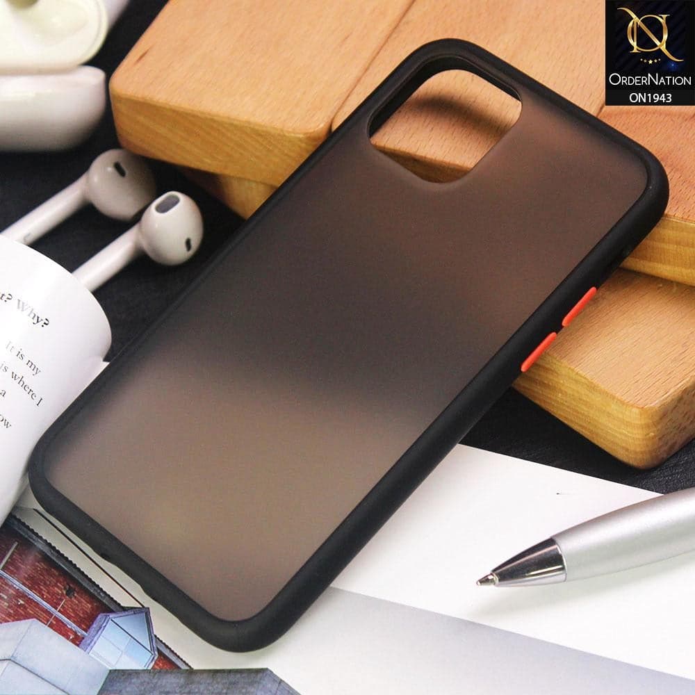 Luxury Semi Tranparent  Color Frame Matte Hard PC Protective Case For iPhone 11 Pro - Black