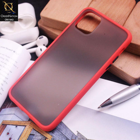 iPhone 11 Pro Cover - Red - Luxury Semi Tranparent Color Frame Matte Hard PC Protective Case