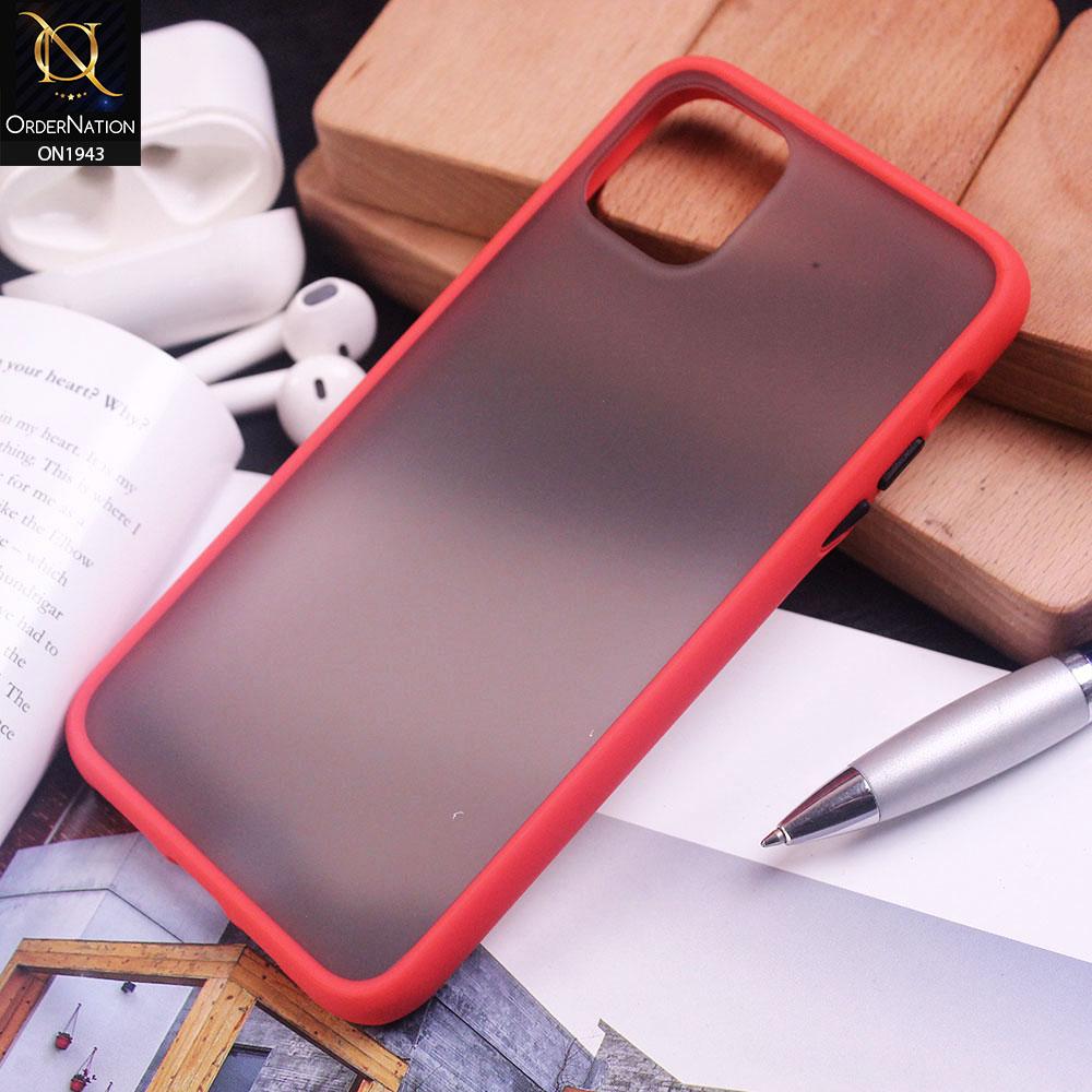 iPhone 11 Pro Max Cover - Red - Luxury Semi Tranparent Color Frame Matte Hard PC Protective Case