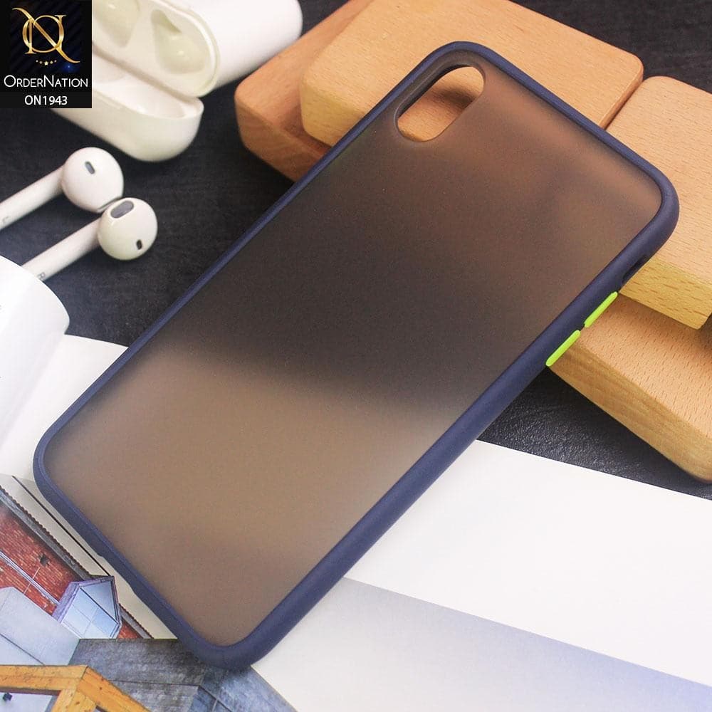 Luxury Semi Tranparent  Color Frame Matte Hard PC Protective Case For iPhone XS Max - Blue