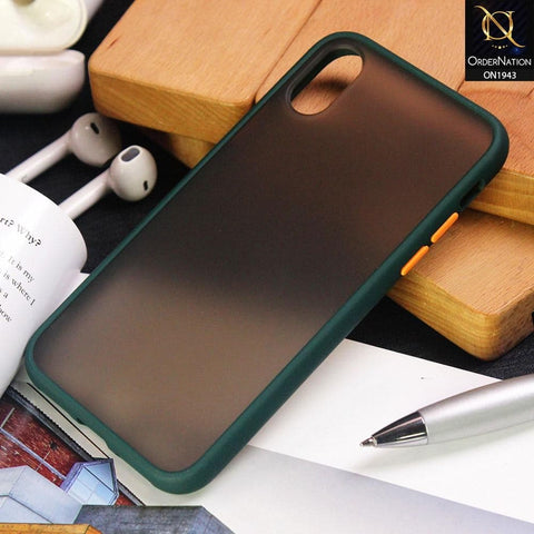 Luxury Semi Tranparent  Color Frame Matte Hard PC Protective Case For iPhone XS Max - Green