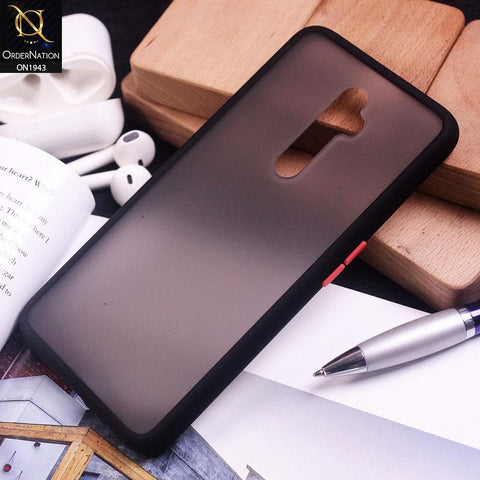 Oppo Reno 2F Cover - Black - Luxury Semi Tranparent Color Frame Matte Hard PC Protective Case