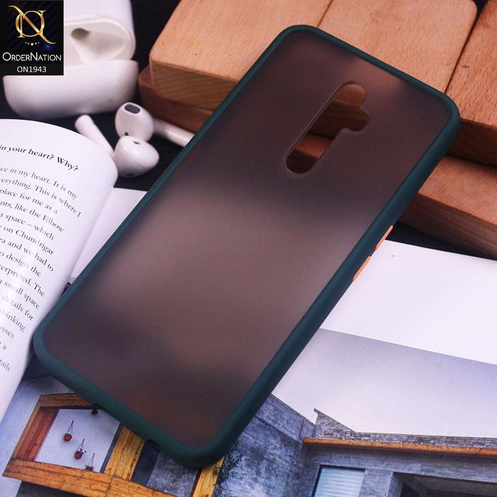 Oppo Reno 2Z Cover - Dark Green - Luxury Semi Tranparent Color Frame Matte Hard PC Protective Case