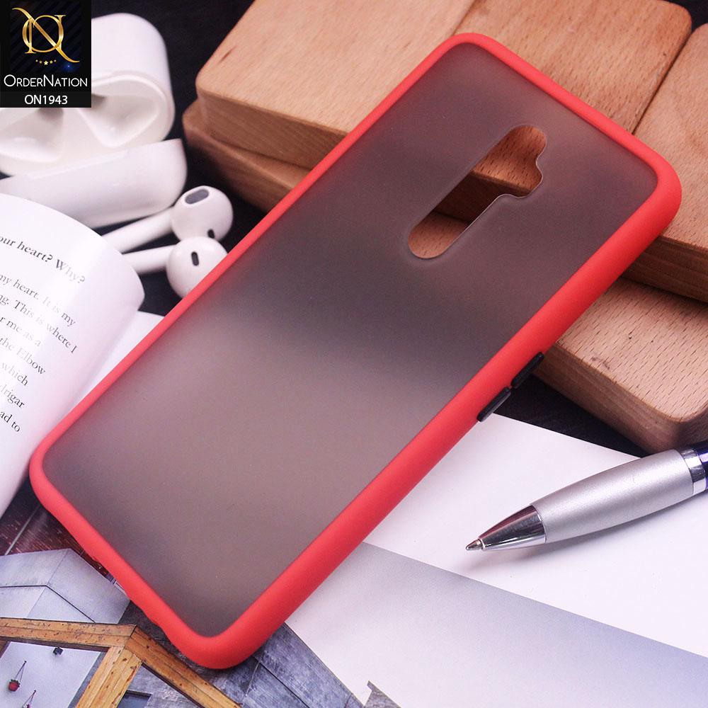 Oppo Reno 2F Cover - Red - Luxury Semi Tranparent Color Frame Matte Hard PC Protective Case