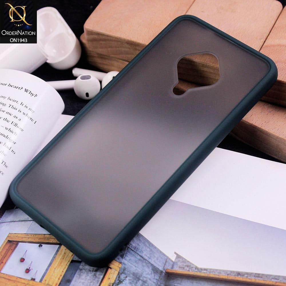 Vivo Y51 2020 Cover - Dark Green - Luxury Semi Tranparent Color Frame Matte Hard PC Protective Case