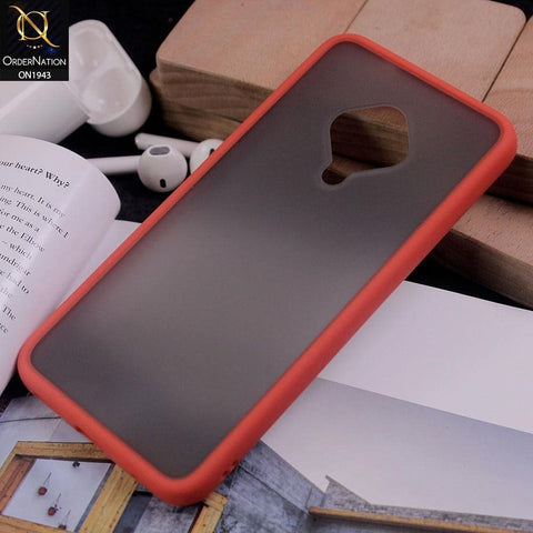 Vivo Y51 2020 Cover - Red - Luxury Semi Tranparent Color Frame Matte Hard PC Protective Case