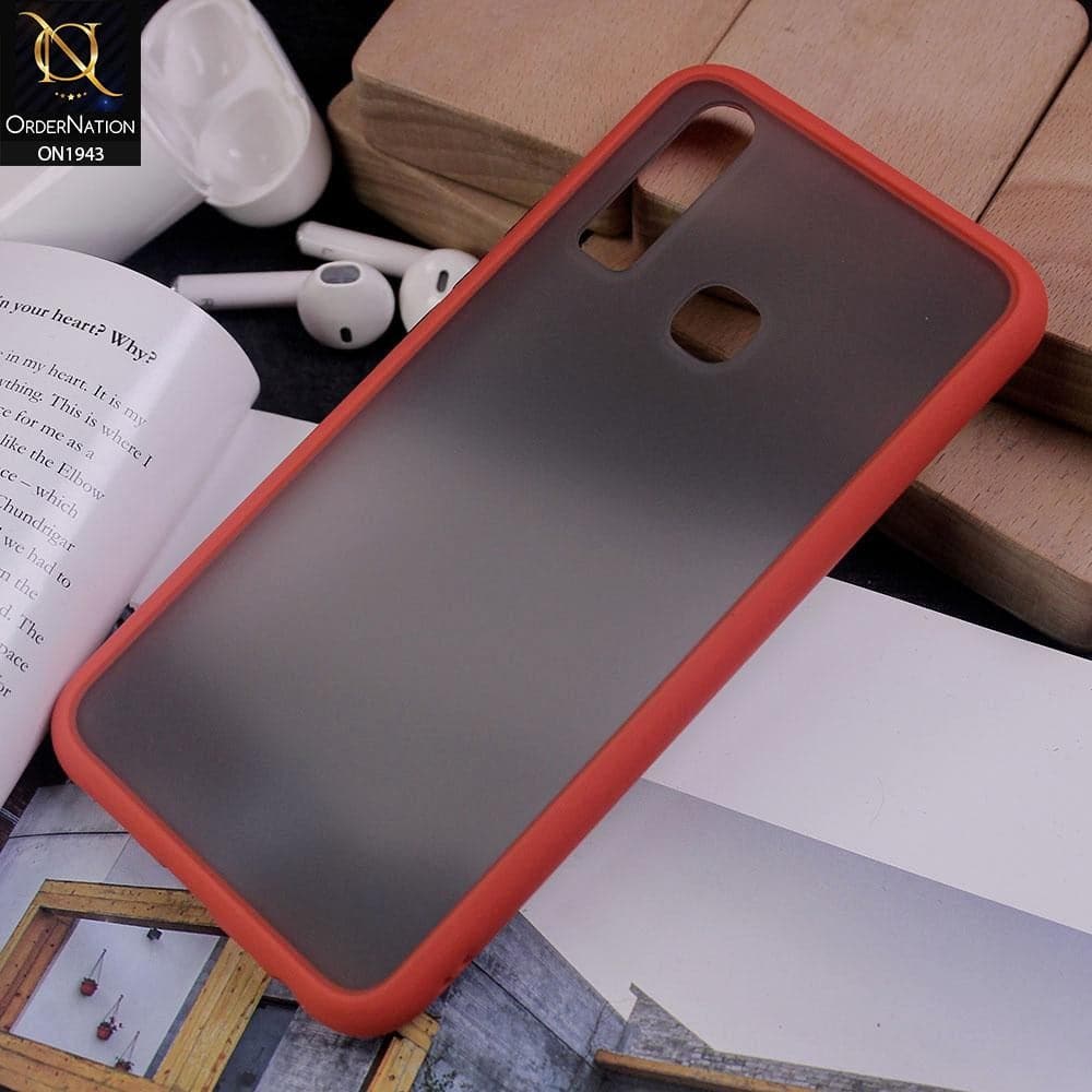 Vivo Y17 - Red - Luxury Semi Tranparent Color Frame Matte Hard PC Protective Case