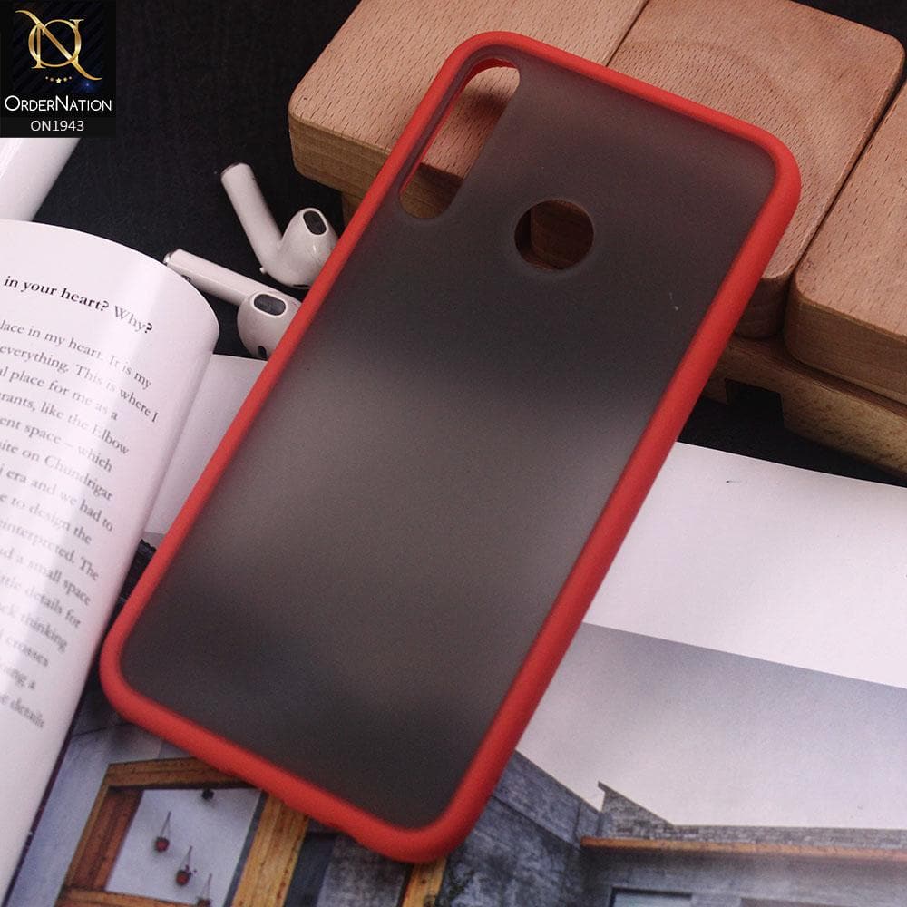 Huawei Y7P Cover - Red - Luxury Semi Tranparent Color Frame Matte Hard PC Protective Case