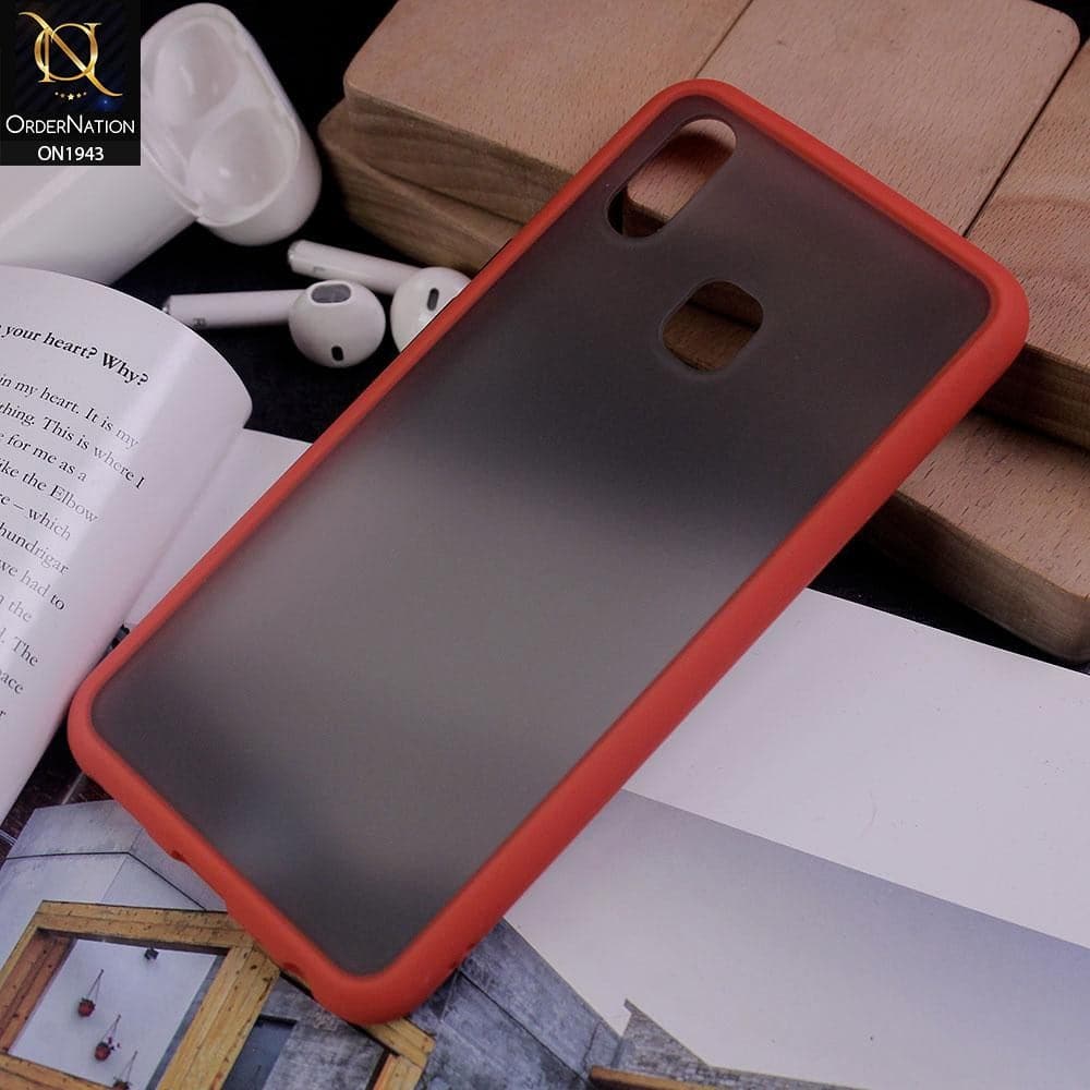 Vivo Y91 / Y95 - Red - Luxury Semi Tranparent Color Frame Matte Hard PC Protective Case