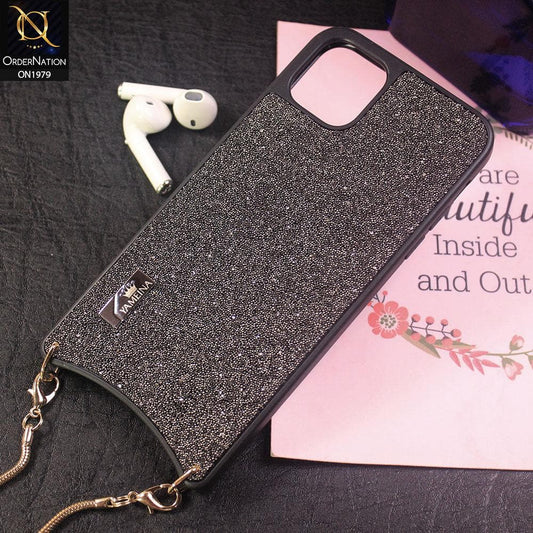 Luxury Glitter Shine Cross Body With Long Strap Chain Case For iPhone 11 Pro - Gray