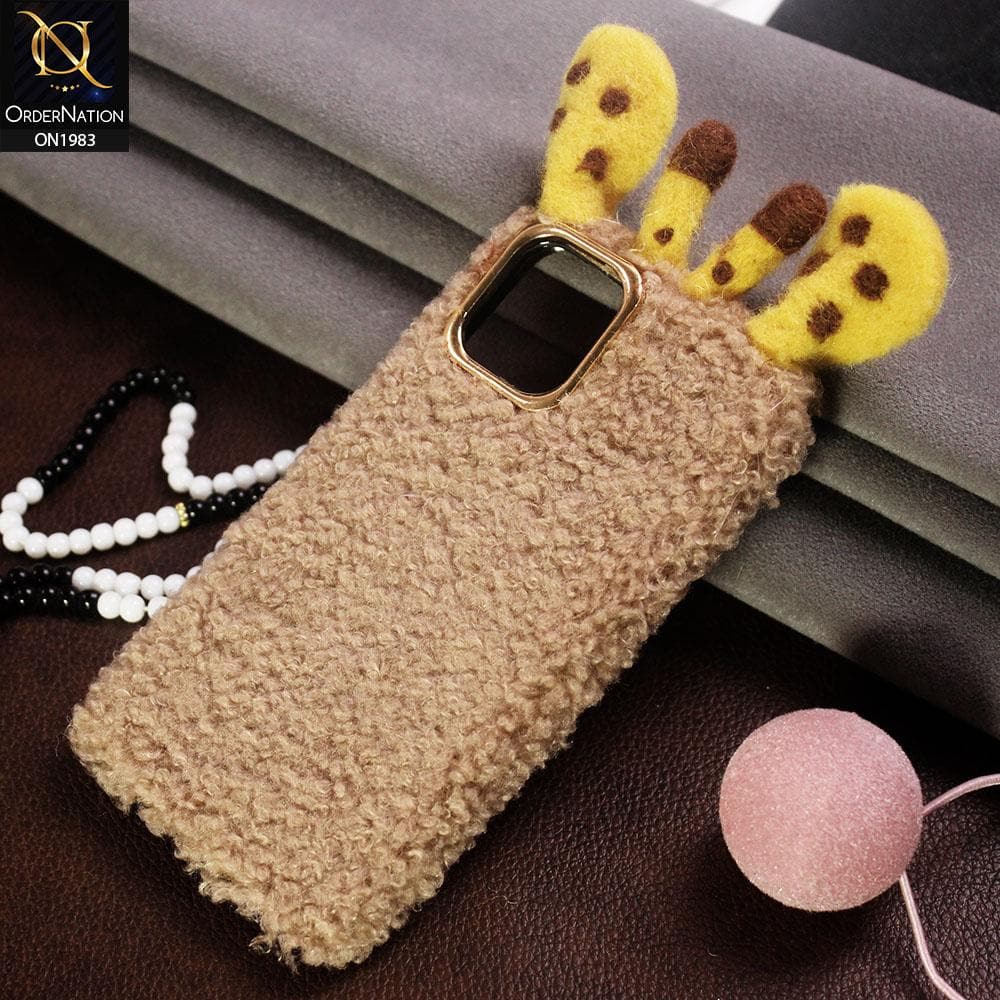 Girlish Cute Summer Winter Giraffe Plush Fur Case For iPhone 11 - Skin