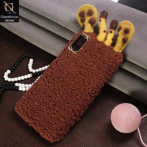 Girlish Cute Summer Winter Giraffe Plush Fur Case For iPhone XS / X - Brown