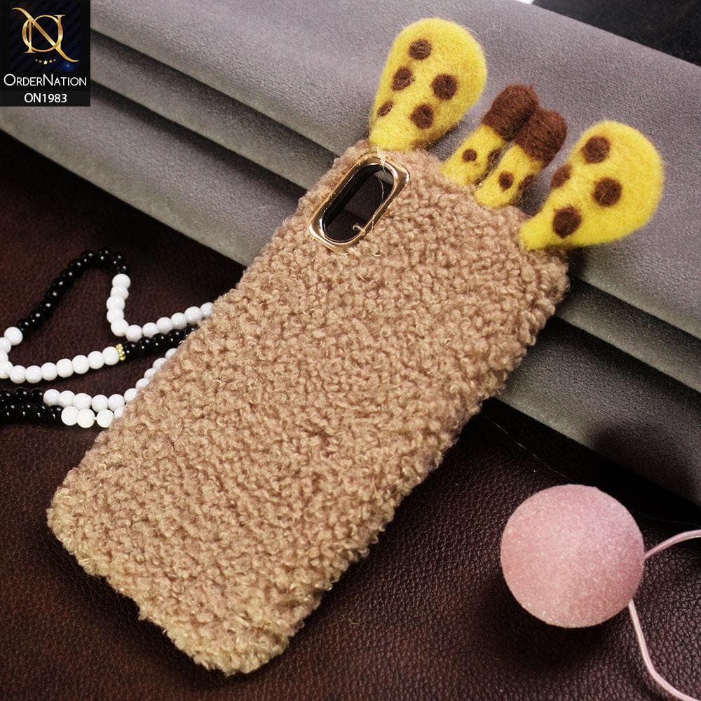 Girlish Cute Summer Winter Giraffe Plush Fur Case For iPhone XR - Skin