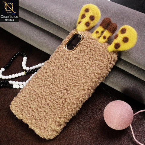 Girlish Cute Summer Winter Giraffe Plush Fur Case For iPhone XS Max - Skin