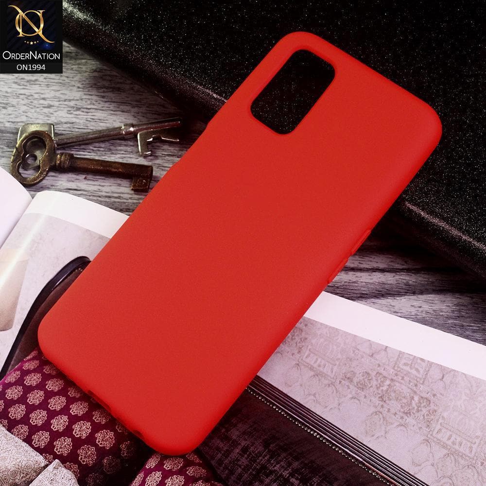 Oppo A52 Cover - Red - Matte Shockproof Sillica Gel Soft Case