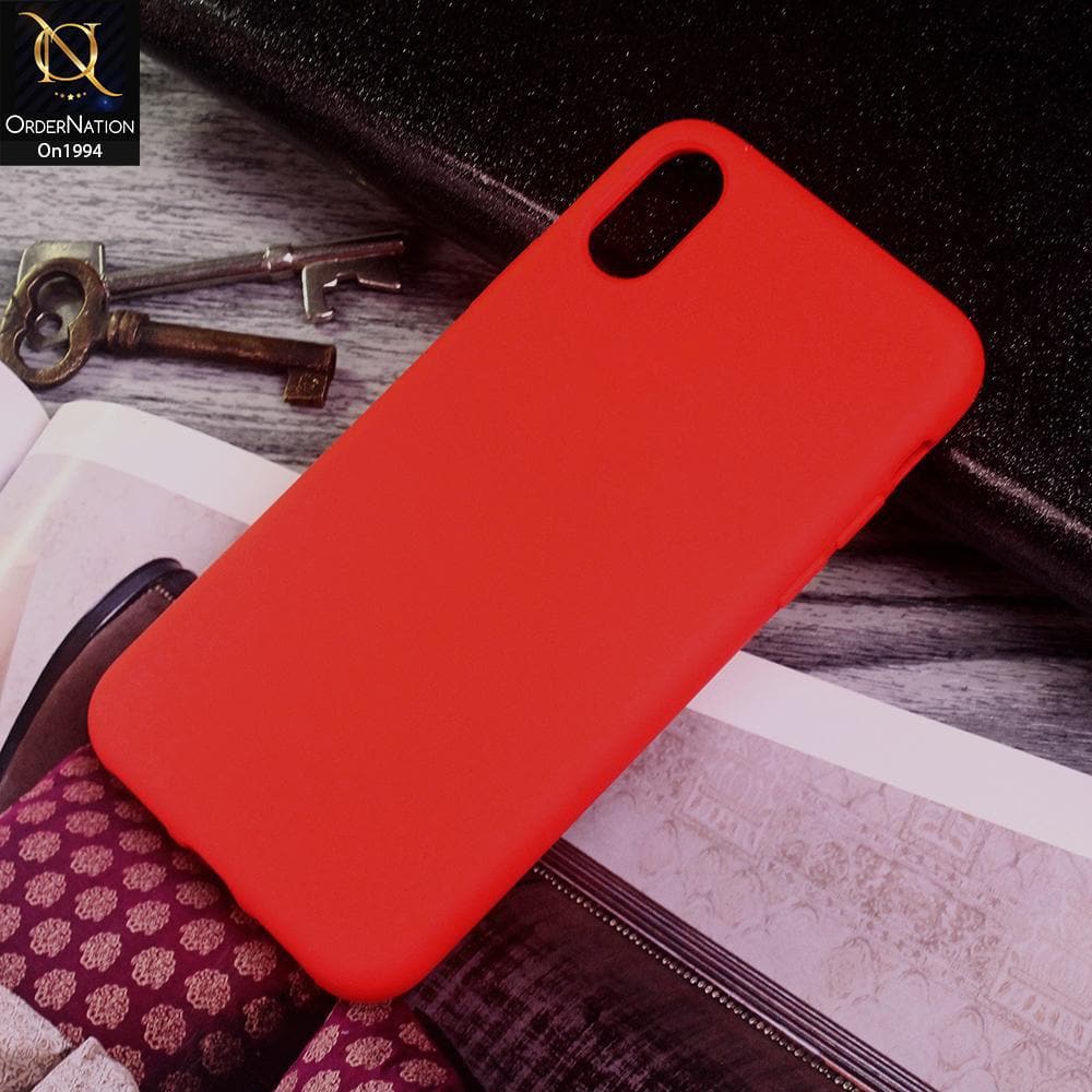 iPhone XS / X Cover - Red - Matte Shockproof Sillica Gel Soft Case