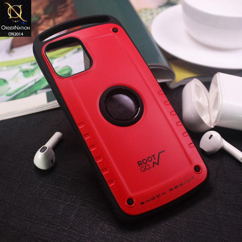 Heavy Duty Gravity Shock Resist Protective Back Shell Case For iPhone 11 - Red