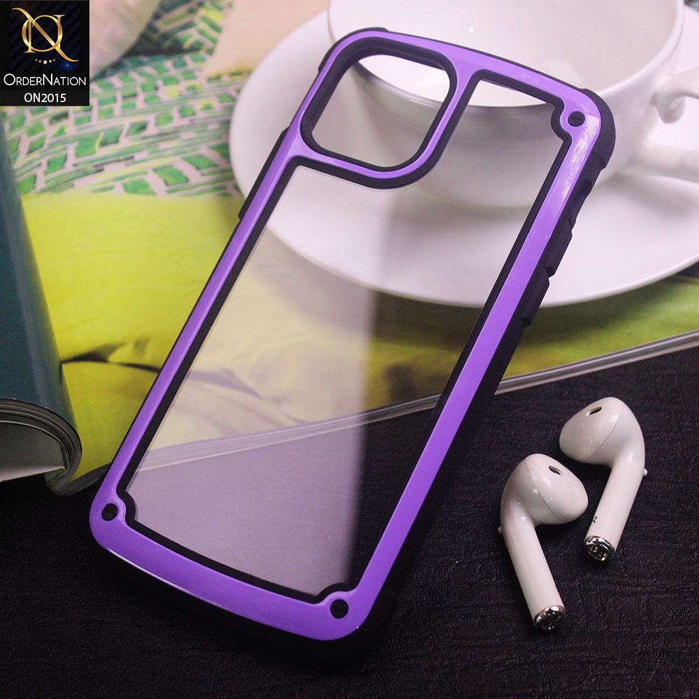 Shockproof Hybrid Pc With Acrylic Back Shell Case For iPhone 11 Pro - Purple