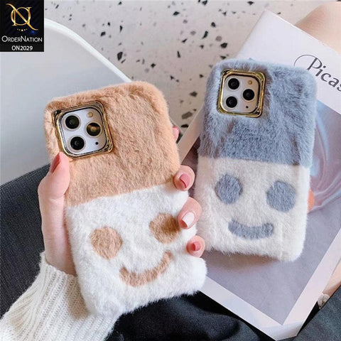 Cute Smiley Plush Fur Case For iPhone 11 Pro - Skin