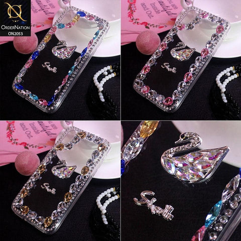 Cute Rhinestone Crystal Daimond Swan Case For iPhone XS Max - Multi