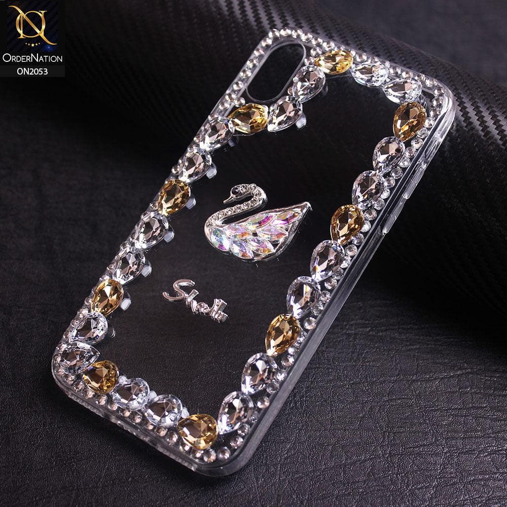 Cute Rhinestone Crystal Daimond Swan Case For iPhone XS / X - Golden