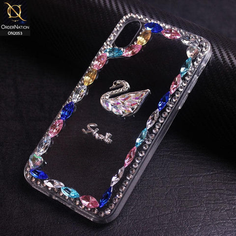 Cute Rhinestone Crystal Daimond Swan Case For iPhone XS Max - Multi