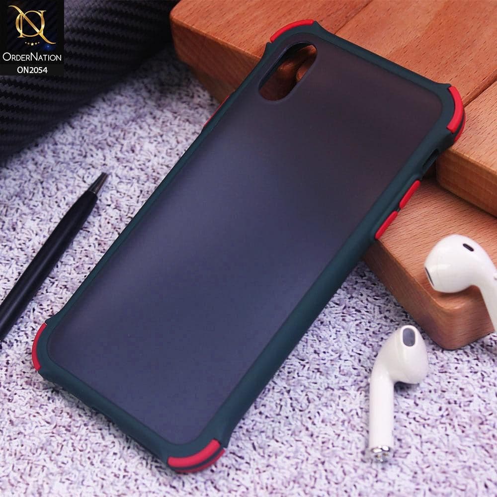 Translucent Matte Shockproof Case For iPhone XS / X - Dark Green