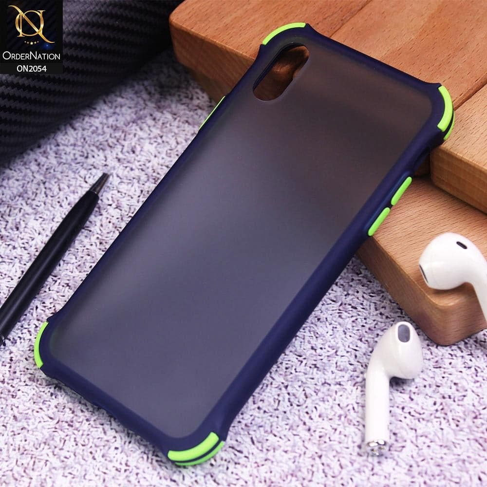 Translucent Matte Shockproof Case For iPhone XS Max - Blue