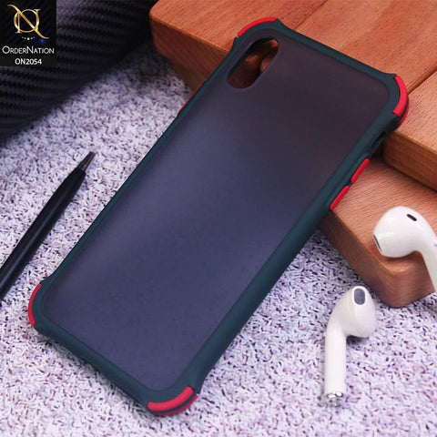 Translucent Matte Shockproof Case For iPhone XS Max - Dark Green