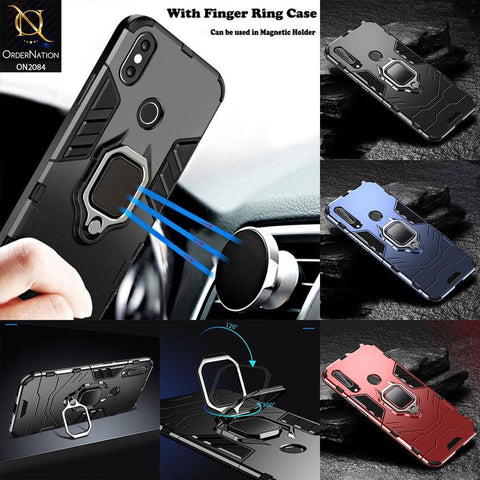 Hybrid With Finger Ring Magnetic Car Holder Case For iPhone 11 Pro - Red