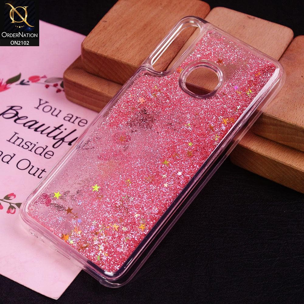 Tecno Spark 4 Cover - Pink - Cute Love Hearts Liquid Glitter Pc Back Case