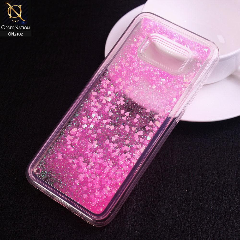 Samsung Galaxy S8 Plus Cover - Light Pink - Cute Love Hearts Liquid Glitter Pc Back Case