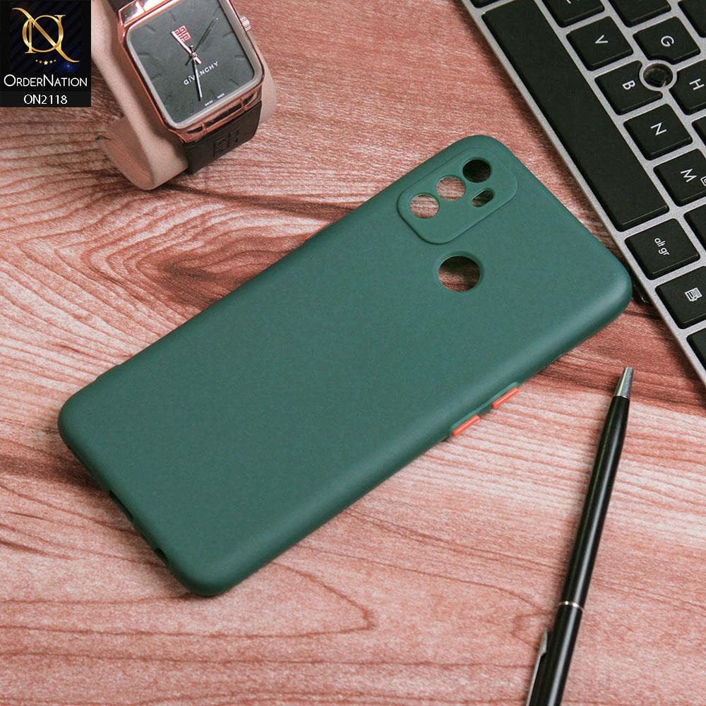 Oppo A53 Cover - Green - Semi-Transparent Ultra Thin Color Button Soft Shell Case