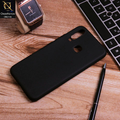 Vivo Y17 Cover - Black - Semi-Transparent Ultra Thin Color Button Soft Shell Case