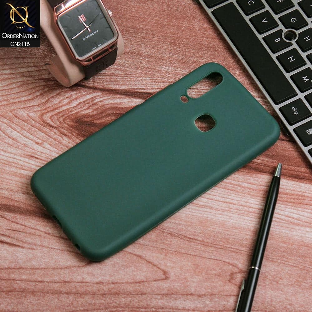 Vivo Y12 Cover - Green - Semi-Transparent Ultra Thin Color Button Soft Shell Case