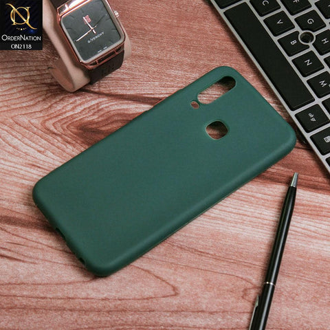 Vivo Y15 Cover - Green - Semi-Transparent Ultra Thin Color Button Soft Shell Case