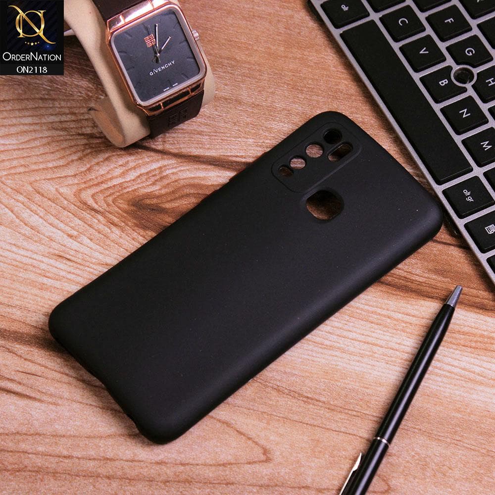 Vivo Y30 Cover - Black - Semi-Transparent Ultra Thin Color Button Soft Shell Case