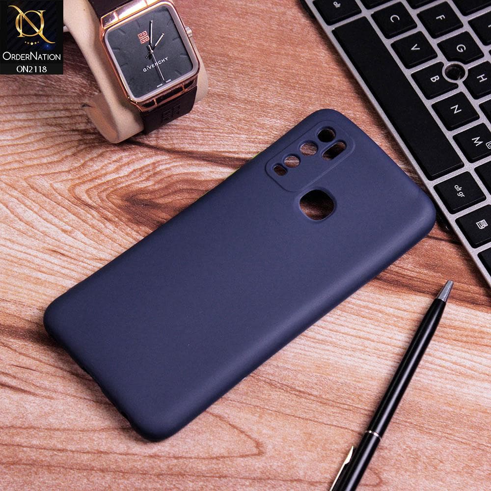 Vivo Y30 Cover - Blue - Semi-Transparent Ultra Thin Color Button Soft Shell Case