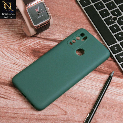 Vivo Y30 Cover - Green - Semi-Transparent Ultra Thin Color Button Soft Shell Case
