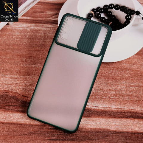 Samsung Galaxy A02 Cover - Green - Translucent Matte Shockproof Camera Slide Protection Case