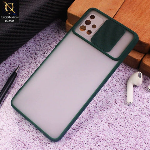 Samsung Galaxy A51 Cover - Green - Translucent Matte Shockproof Camera Slide Protection Case