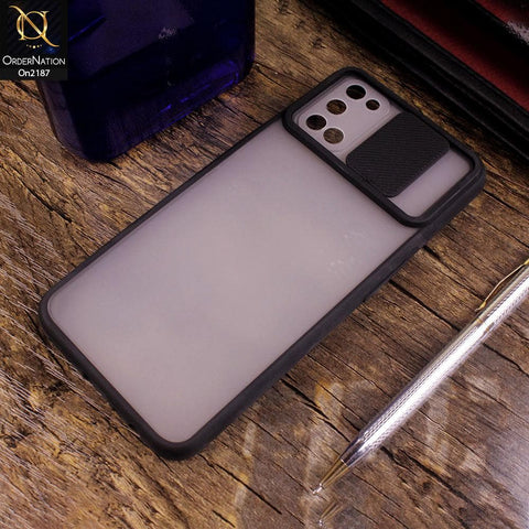 Oppo A72 - Black - Translucent Matte Shockproof Camera Slide Protection Case