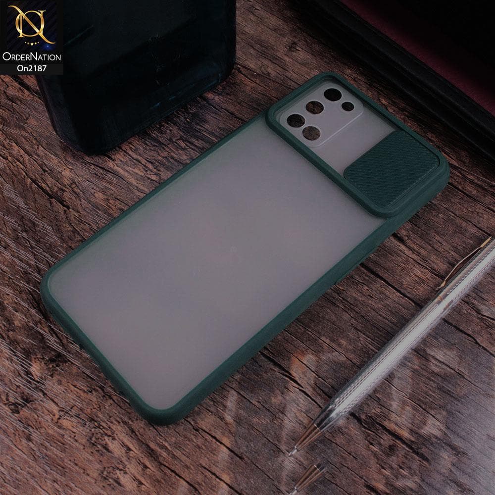 Oppo A52 - Green - Translucent Matte Shockproof Camera Slide Protection Case