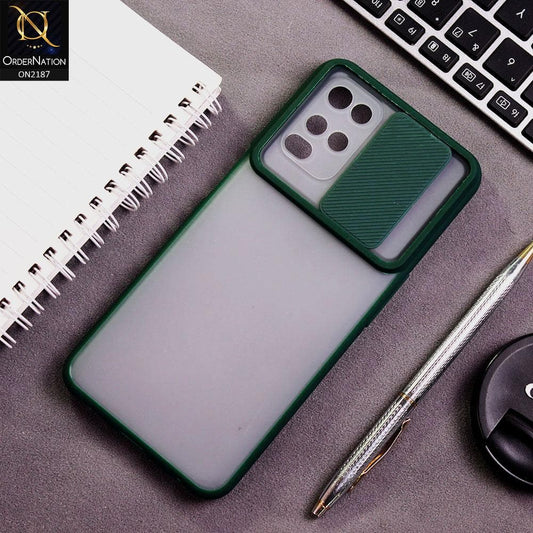 Oppo A54 4G Cover - Green - Translucent Matte Shockproof Camera Slide Protection Case